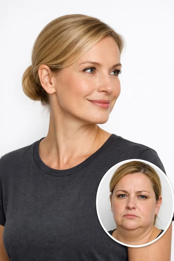 Before and after face yoga